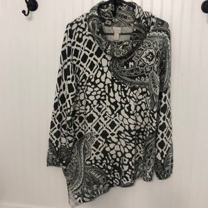CHICO’S Cowl PAISLEY TUNIC lite SWEATER